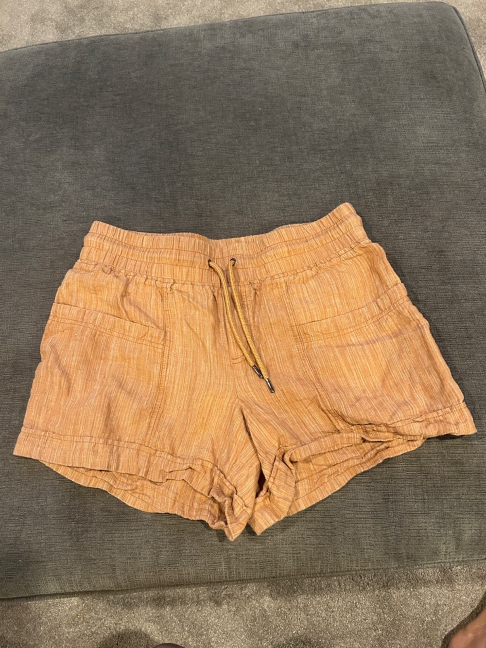 Athleta Cabo Linen 4in Shorts Womens 8 Textured Drawstring Elastic Waist Resort